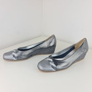 Roberto Capucci vintage 90s women wedge shoes espadrilles size 9.5B silver